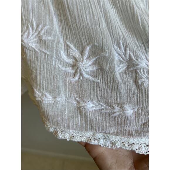 LRL Lauren Jeans Embroidered Sheer Blouse Fairy Bridal Coverup Tunic Peasant Med - Picture 5 of 9